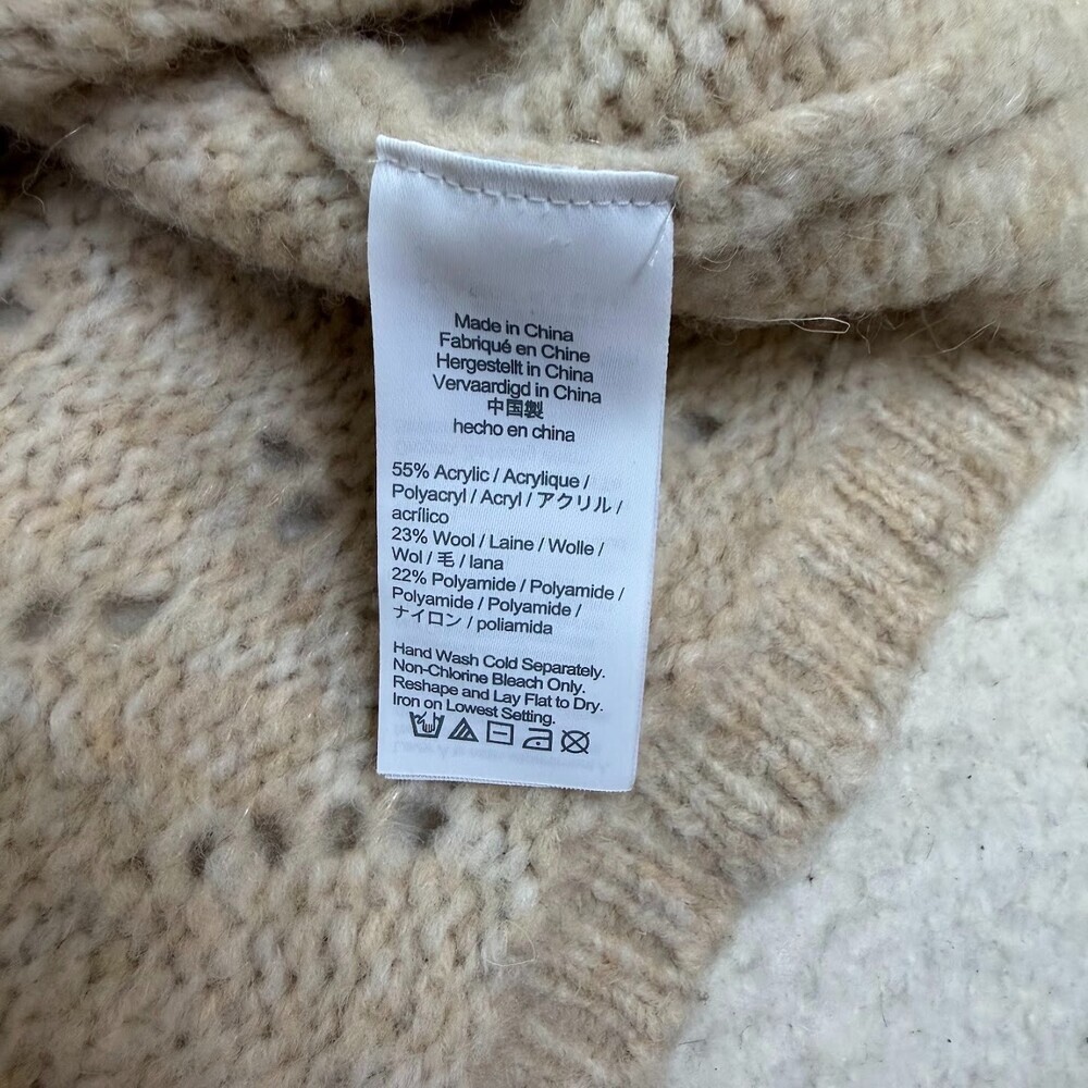 J.Crew Women's Pointelle Crewneck Knit Wool Blend Pullover Sweater Natural Sz M - Picture 5 of 7